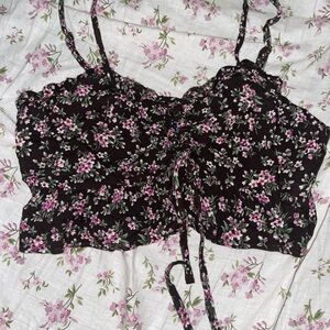 Floral Brown and Pink Women's Top